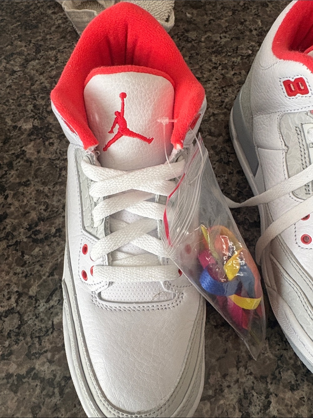 Jordan Kids White and Crimson High Top Sneakers